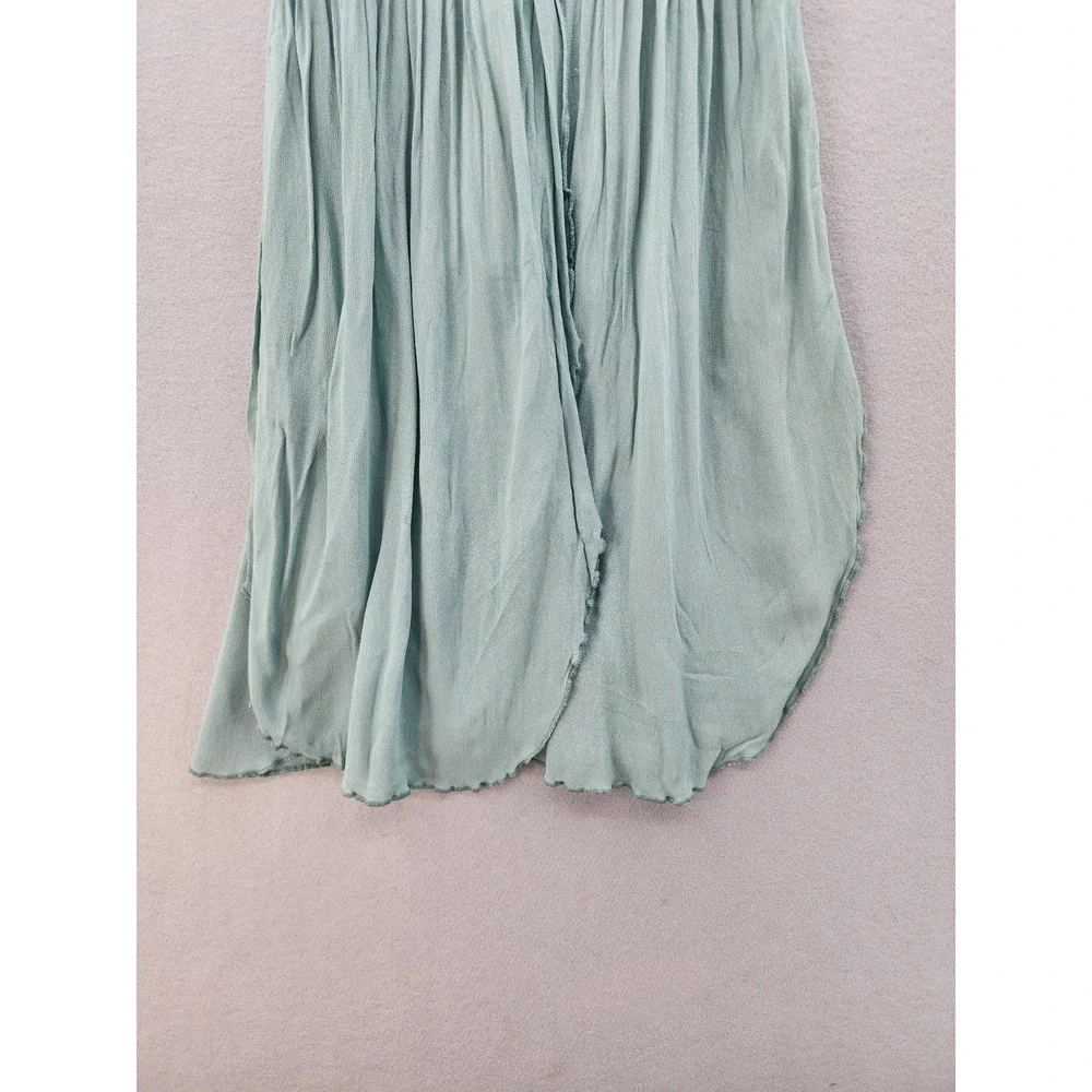 White Crow Sage Green Smocked Tie Strap Midi Dress Women Size Medium Boho Beachy - Picture 7 of 13